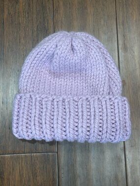 Handmade Cozy Purple Handmade Wool Blend Chunky Beanie 12” NEW